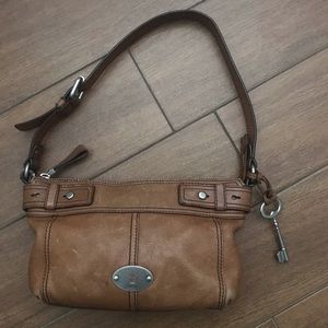 Fossil Brown Leather Buckle Shoulder Bag